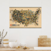 Vintage Karte der Staaten Poster (Küche)