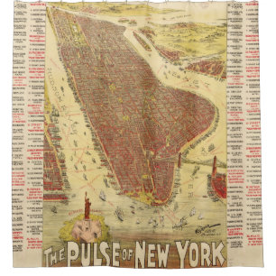 Vintage Karte der Stadt New York (1891) Duschvorhang