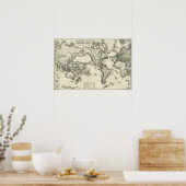 Vintage Karte der Telegrafenlinien Poster (Küche)