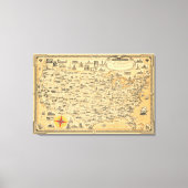 Vintage Karte der USA USA Leinwanddruck (Vorderseite)