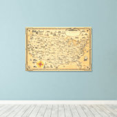 Vintage Karte der USA USA Leinwanddruck (Insitu (Holzboden))