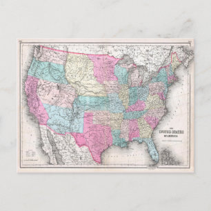 Vintage-Karte der Vereinigten Staaten von Amerika Postkarte