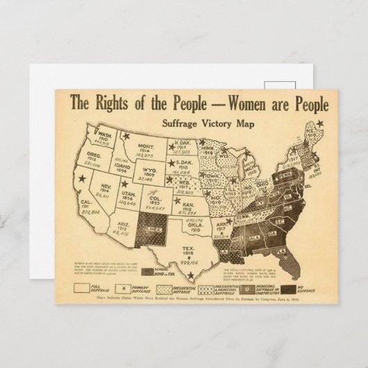 Vintage Karte der Vereinten Staaten - Frauenrecht (Vorne/Hinten)