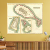 Vintage Karte der verschiedenen karibischen Inseln Leinwanddruck (Insitu (Wohnzimmer))