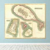 Vintage Karte der verschiedenen karibischen Inseln Leinwanddruck (Insitu (Holzboden))