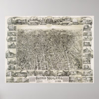 Vintage Karte der Vororte von Boston (1888)