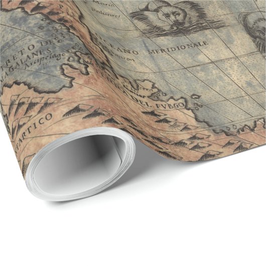 Vintage Karte der Welt (1565) Geschenkpapier (Rolleneckpunkt)