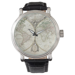 Vintage Karte der Welt (1775) Armbanduhr