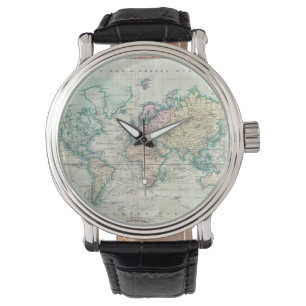 Vintage Karte der Welt (1801) Armbanduhr