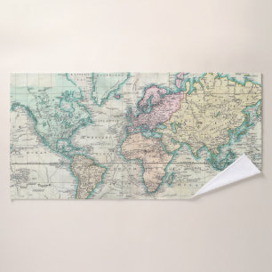 Vintage Karte der Welt (1801) Badehandtuch