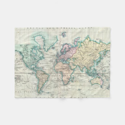 Vintage Karte der Welt (1801) Fleecedecke (Vorderseite (Horizontal))