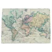 Vintage Karte der Welt (1801) Große Geschenktüte (Vorderseite)