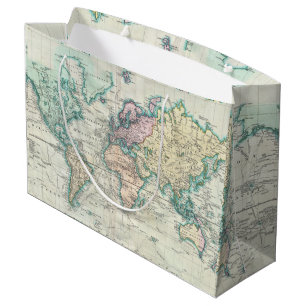 Vintage Karte der Welt (1801) Große Geschenktüte