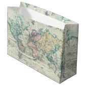 Vintage Karte der Welt (1801) Große Geschenktüte (Vorderseite Schrägansicht)
