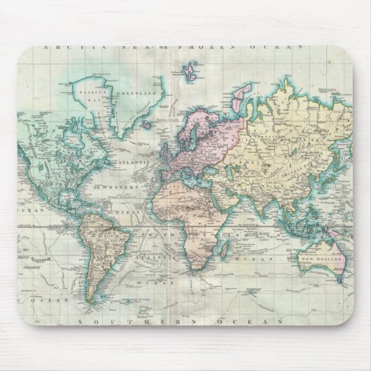 Vintage Karte der Welt (1801) Mousepad (Vorne)