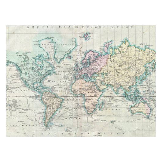 Vintage Karte der Welt (1801) Tischdecke (Vorderseite (Horizontal))
