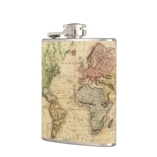 Vintage Karte der Welt (1831) Flachmann (Links)