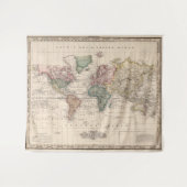 Vintage Karte der Welt (1833) Wandteppich (Vorderseite (Horizontal))