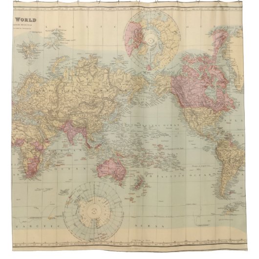 Vintage Karte der Welt (1901) Duschvorhang (Vorderseite)