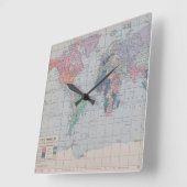 Vintage Karte der Weltzeit Quadratische Wanduhr (Winkel)