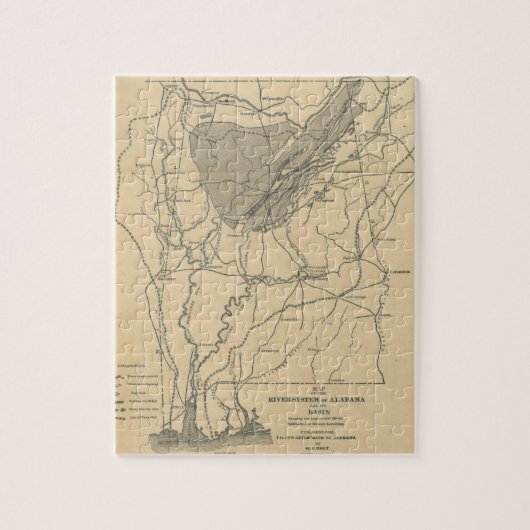 Vintage Karte des Alabama-Flusssystems (1887) Puzzle (Vertikal)