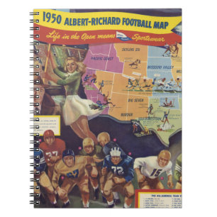 Vintage Karte des American Football aus den 1950er Notizblock