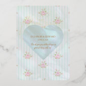 Vintage Karte des Aqua Peony Wedding Foil (Rückseite)