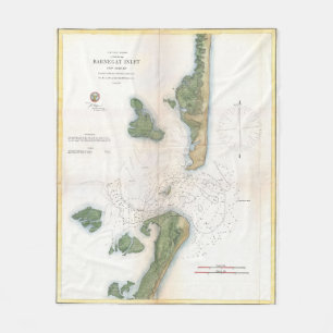 Vintage Karte des Barnegat Einlasses (1865) Fleecedecke