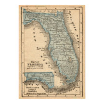 Vintage-Karte des Bundesstaates Florida, Poster 50