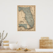 Vintage-Karte des Bundesstaates Florida, Poster 50 (Küche)
