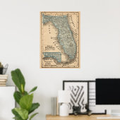 Vintage-Karte des Bundesstaates Florida, Poster 50 (Heimbüro)
