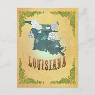 Vintage-Karte des Bundesstaates Louisiana - Passio Postkarte