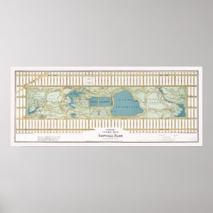 Vintage Karte des Central Park. New York, 1875 Poster