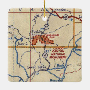 Vintage Karte des Chaco Canyon Nationaldenkmals Keramikornament
