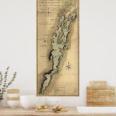 Vintage Karte des Champlain-Sees (1865) Poster (Küche)