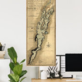 Vintage Karte des Champlain-Sees (1865) Poster (Heimbüro)