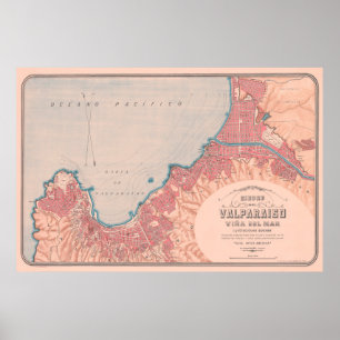 Vintage Karte des Chilen Valparaiso (1895) Poster
