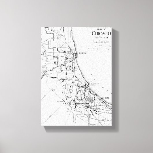 Vintage Karte des Eisenbahnnetzes von Chicago (191 Leinwanddruck (Vorderseite)