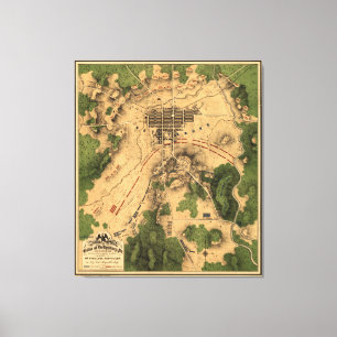 Vintage Karte des Gettysburg-Schlachtfeldes (1863) Leinwanddruck