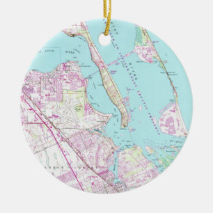 Vintage Karte des Hafens St-Lucie Inlet (1948) Keramikornament
