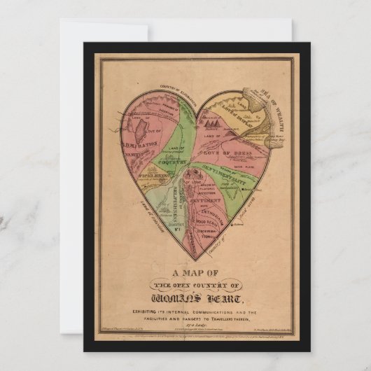 Vintage Karte des Herzens einer Frau (Vorderseite)