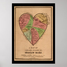 Vintage Karte des Herzens einer Frau Poster