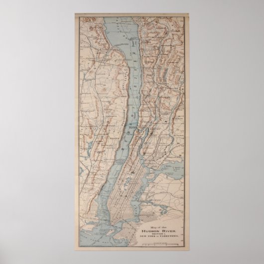 Vintage Karte des Hudson River (1919) Poster (Vorne)