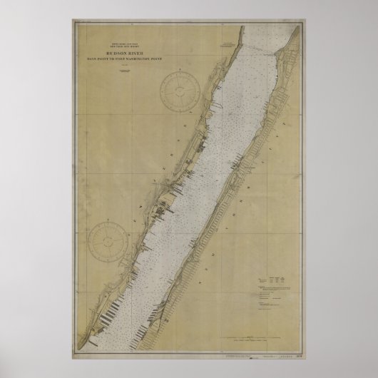 Vintage Karte des Hudson River (1930) Poster (Vorne)