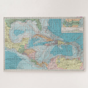 Vintage Karte des Karibischen Meeres (1913) Puzzle