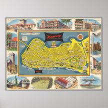 Vintage-Karte des Kingsway Lagoon Posters
