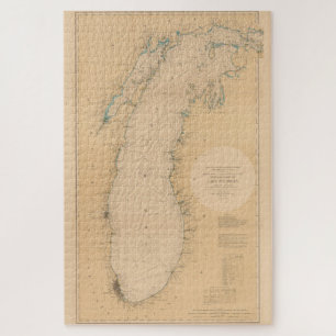 Vintage Karte des Lake Michigan (1898) Puzzle