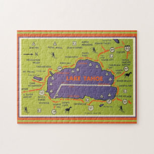 Vintage-Karte des Lake Tahoe Puzzle