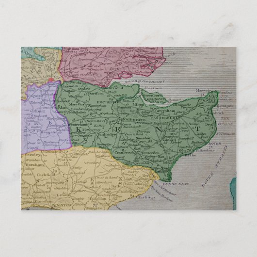 Vintage Karte des Landkreises Kent, England (Vorderseite)