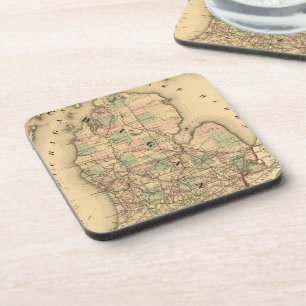 Vintage Karte des Michigans Railroads (1876) Getränkeuntersetzer